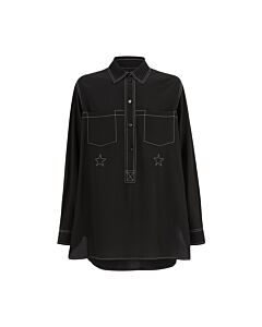 Burberry Ladies Black Gwen Silk Western Shirt, Brand Size 2 (US Size 0)
