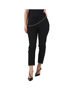 Burberry Ladies Black Hanover Ring-Pierced Wool Tailored Trousers, Brand Size 8 (US Size 6)