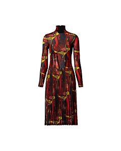 Burberry Ladies Black IP Pattern Printed Long-Sleeve Dress