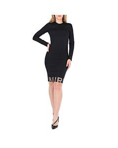 Burberry Ladies Black Logo-Print Dress