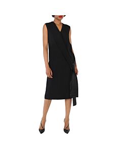 Burberry Ladies Black Sash-Detail Midi Dress