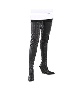Burberry Ladies Black Stretch Leather Over-The-Knee Boots