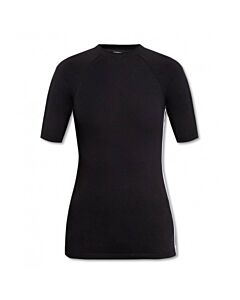 Burberry Ladies Black Thora Logo Tape Stretch-Cotton T-Shirt