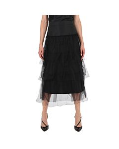 Burberry Ladies Black Tiered Tulle A-line Skirt