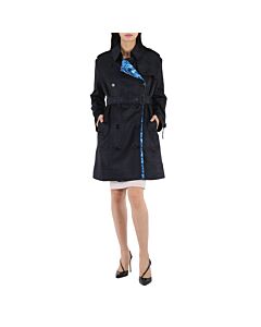Burberry Ladies Black Vintage Check Technical Loopback Trench Coat
