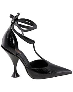 Burberry Ladies Black Welton T Strap Ankle Tie Pumps
