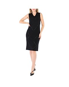Burberry Ladies Black Wool-Blend Midi Dress