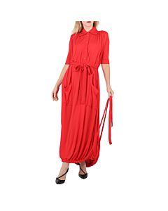 Burberry Ladies Bright Red Veva Gathered Jersey Dress