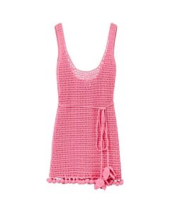 Burberry Ladies Bubblegum Pink Crochet Mini Dress