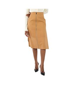 Burberry Ladies Caramel Lambskin High-waisted Skirt