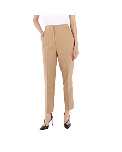 Burberry Ladies Ceramic Brown Cotton Linen Tailored Trousers