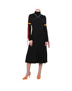 Burberry Ladies Colour Block Detail Jersey Turtleneck Dress In Black