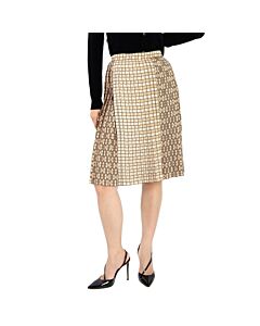 Burberry Ladies Contrast Graphic Print Pleated Skirt