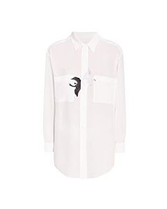 Burberry Ladies Coraline Natural White Swan Graphic Silk Shirt