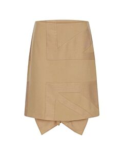 Burberry Ladies Dark Biscuit Flag Intarsia Satin Skirt