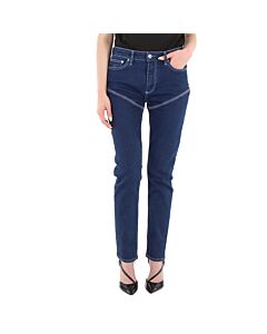 Burberry Ladies Dark Blue Felicity Contrast-Stitch Skinny Denim Jeans