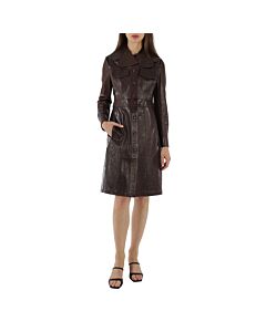 Burberry Ladies Dark Brown Detachable Crop Gilet Lambskin Coat