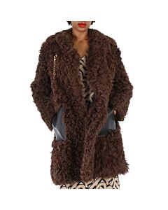 Burberry Ladies Dark Brown Penberth Shearling Single-Breasted Coat