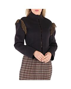 Burberry Ladies Dark Navy Braid Detail Military Wool Jacket
