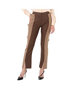 Burberry Ladies Dark Tan Wool And Cashmere Trousers
