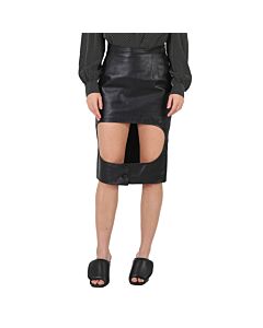 Burberry Ladies Florence Black Cutout Leather Skirt