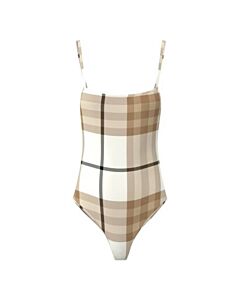 Burberry Ladies Frosted White Check Delia One-Piece Swimsuit