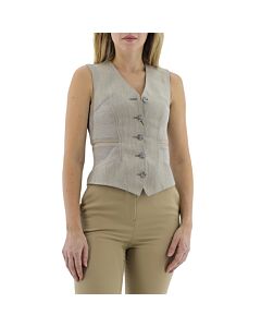 Burberry Ladies Grey Cut-out Detail Technical Wool Waistcoat