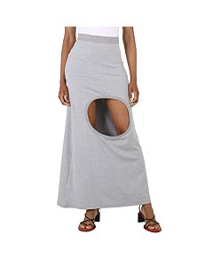 Burberry Ladies Grey Melange Stretch Silk Jersey Step-through Skirt