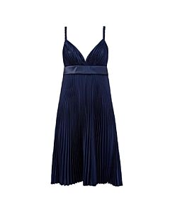 Burberry Ladies Ink Blue Empire-Line Pleated Dress