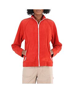 Burberry Ladies Leather Bright Red Suede Bomber