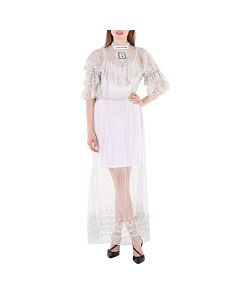 Burberry Ladies Light Pebble Grey Long Lace Dress, Brand Size 6 (US Size 4)