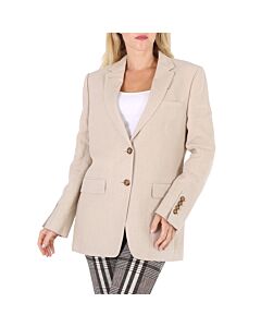 Burberry Ladies Loulou Oatmeal Single-Breasted Tailored Jacket
