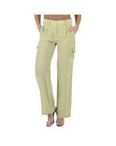 Burberry Ladies Mist Green Nell Mid-Rise Silk Crepe De Chine Cargo Trousers