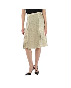 Burberry Ladies Monogram Print Silk Pleated Skirt