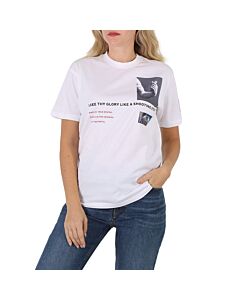 Burberry Ladies Montage Print Cotton Oversized T-shirt In White