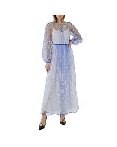 Burberry Ladies Puff-sleeve Embroidered Tulle Dress