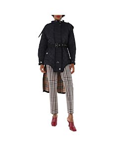 Burberry Ladies Quilted Nylon And Cotton Coat With Detachable Hood