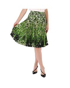 Burberry Ladies Rersby Crepe De Sins Meadow Print Pleated Skirt