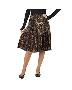Burberry Ladies Rersby Leopard Print Pleated Skirt