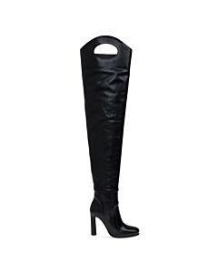 Burberry Ladies Shoreditch Black Porthole Detail Over-The-Knee Boots