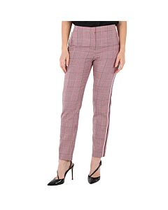 Burberry Ladies Side Stripe Houndstooth Check Wool Tailored Trousers