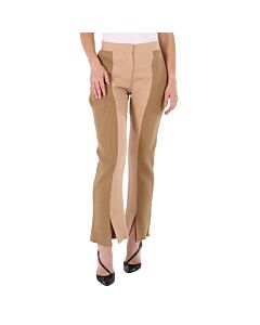 Burberry Ladies Soft Fawn Wide Leg Smart Trousers