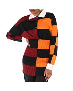 Burberry Ladies Stripe Polo Size Zip Mini Dress in Bright Orange