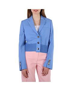 Burberry Ladies Vivid Cobalt Mohair-Wool Tailored Blazer Jacket