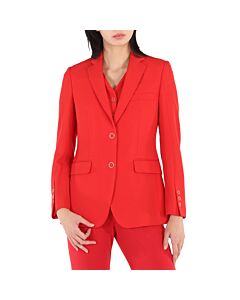 Burberry Ladies Waistcoat Panel Wool Tailored Jacket In Bright Red