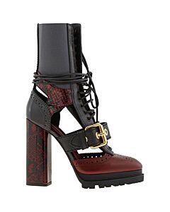 Burberry Ladies Westmarsh Leather And Snakeskin Cutout Ankle Boots