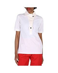 Burberry Ladies White Cotton Polo Shirt