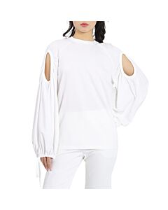 Burberry Ladies White Cut-out Sleeve Oversized Top