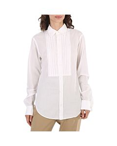 Burberry Ladies White Ribbed Panel Shirt