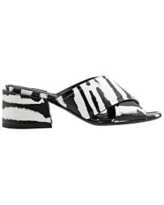 Burberry Ladies Zebra Print Leather Sandals
